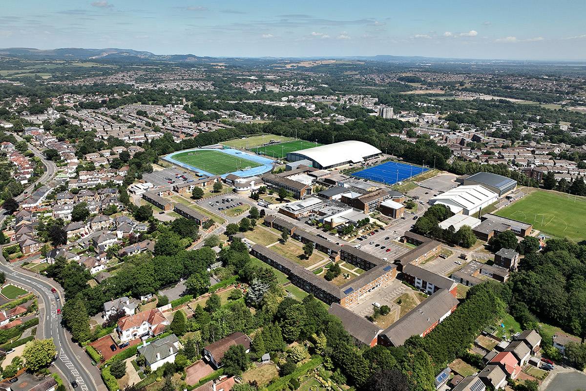 Aerial view of Cardiff Met Cyncoed Campus and surrounding area