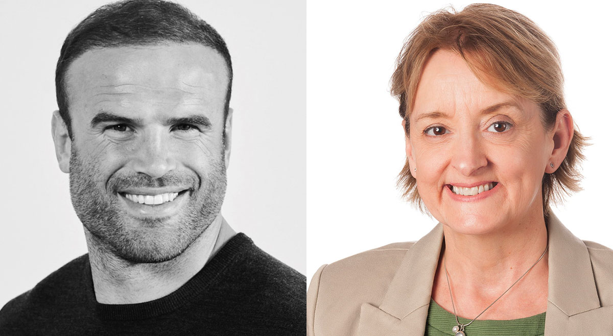 Wales and British Lions international rugby player, Dr Jamie Roberts; Executive Director of Public Health at Cardiff and Vale University Health Board, Fiona Kinghorn​